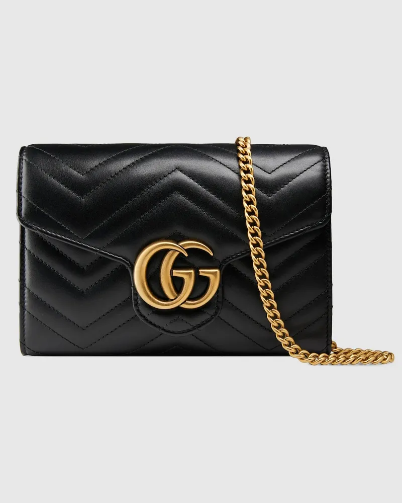Gucci GG Marmont Brieftasche Mit Kettenriemen Schwarz