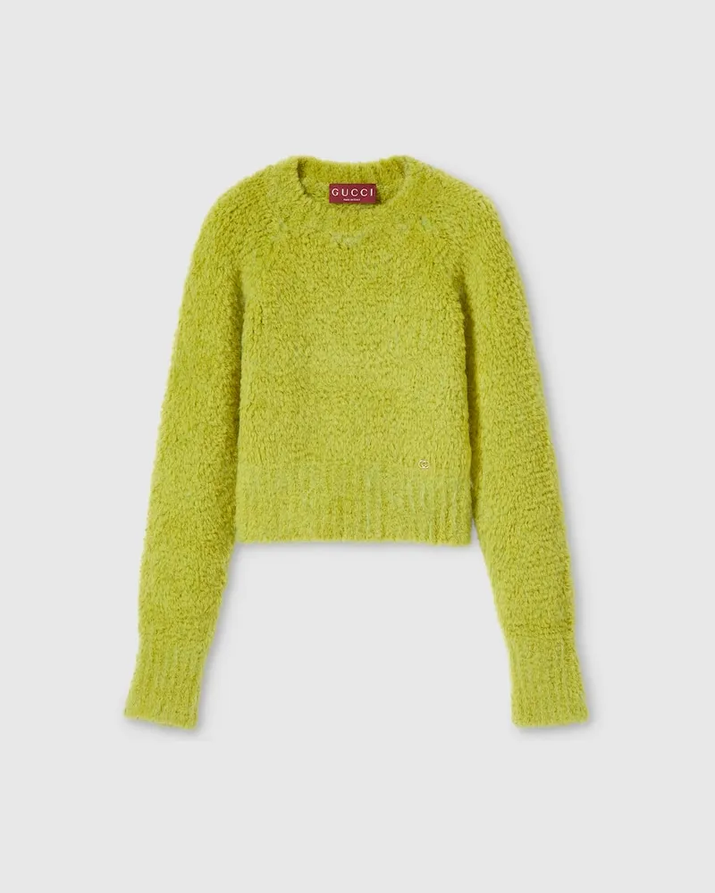 Gucci Pullover aus Gebürsteter Woll-Mohair-Mischung, Größe Grün