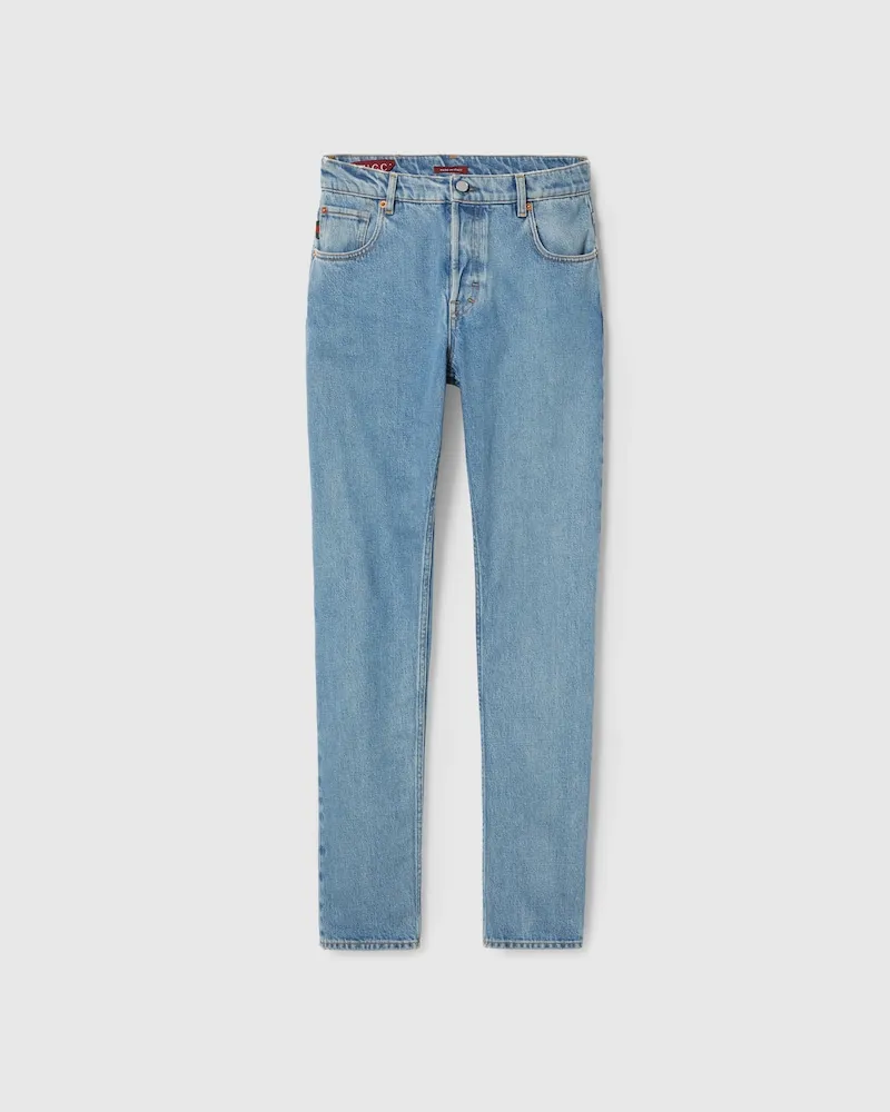 Gucci Hose aus Denim Mit Web, Größe Blau