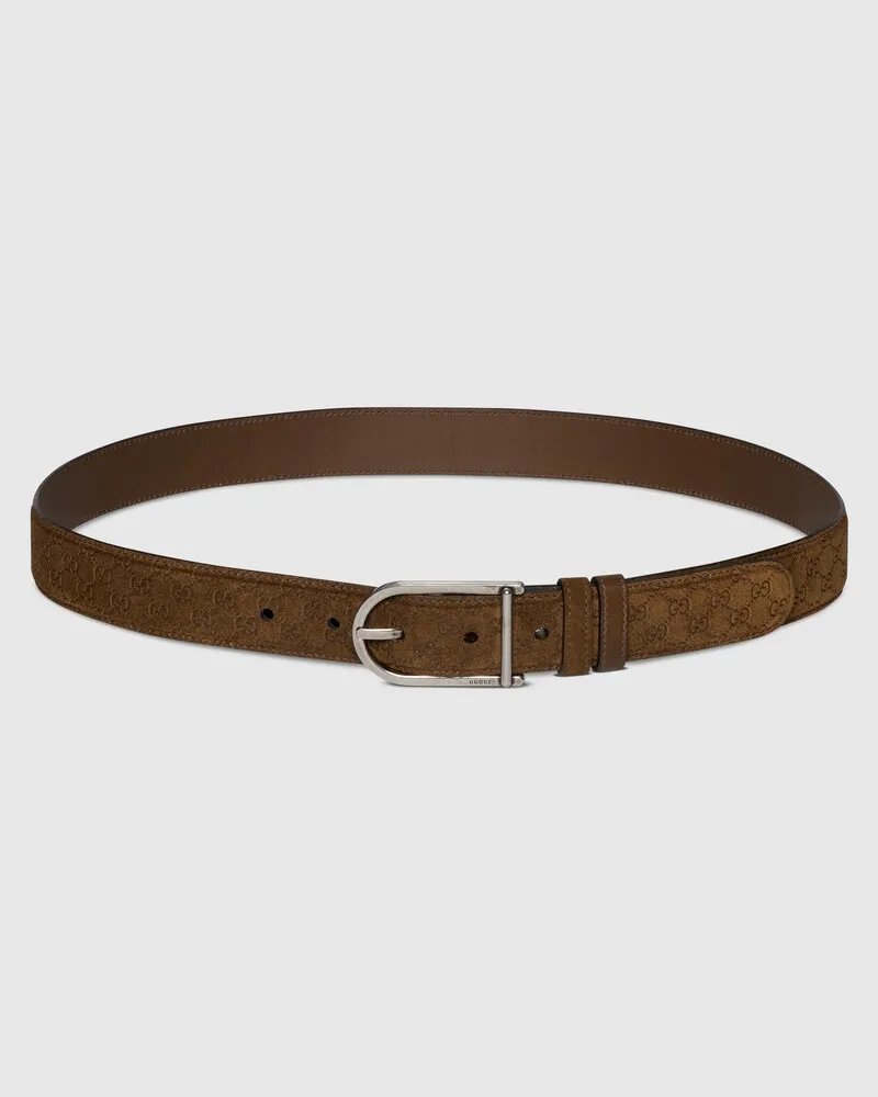 Gucci Wendbarer Gürtel Mit Abgerundeter Schnalle, Größe 95 Braun