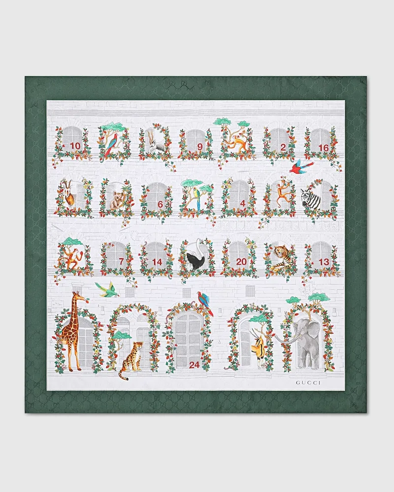 Gucci Vierecktuch aus Seidentwill Mit Print Grau