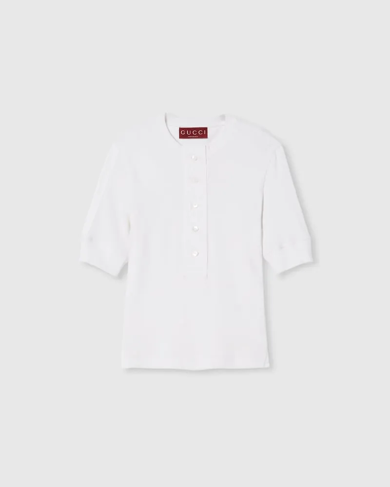 Gucci T-Shirt aus Gerippter Baumwolle, Größe Weiß
