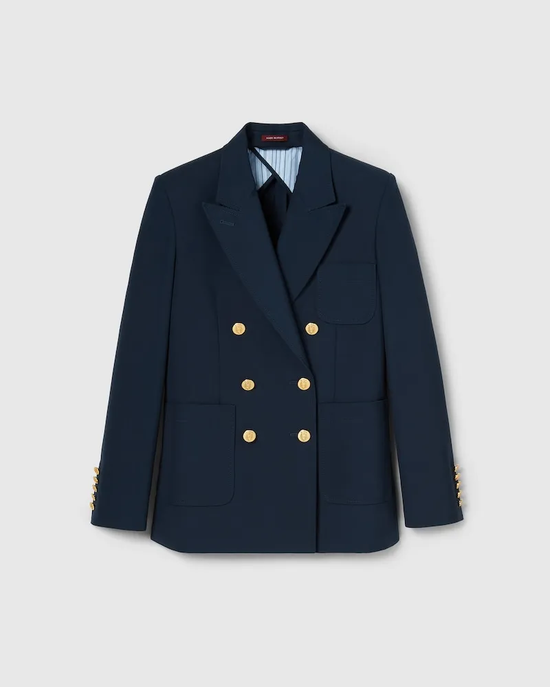 Gucci Zweireihiger Blazer aus Baumwolle, Größe Blau