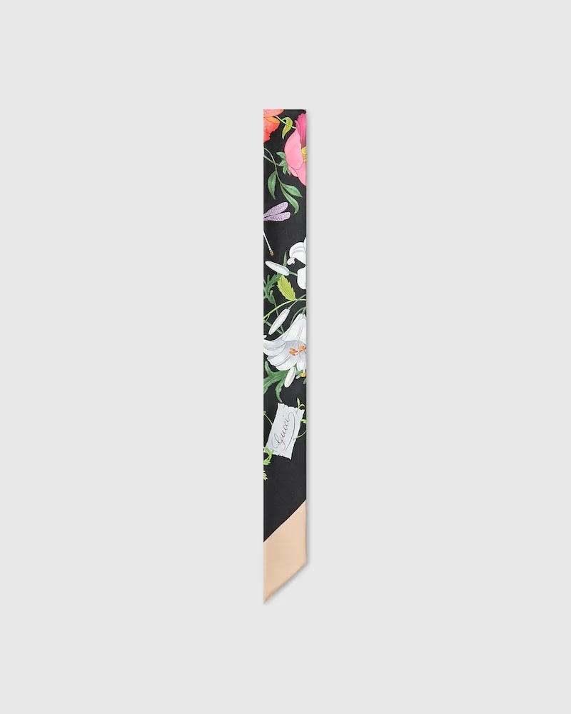 Gucci Band aus GG Seidentwill mit Print Schwarz