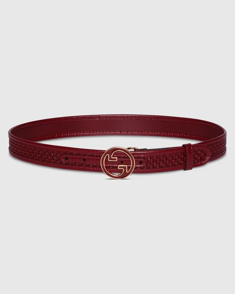 Gucci Breiter Blondie Gürtel, Größe 95 Bordeauxrot