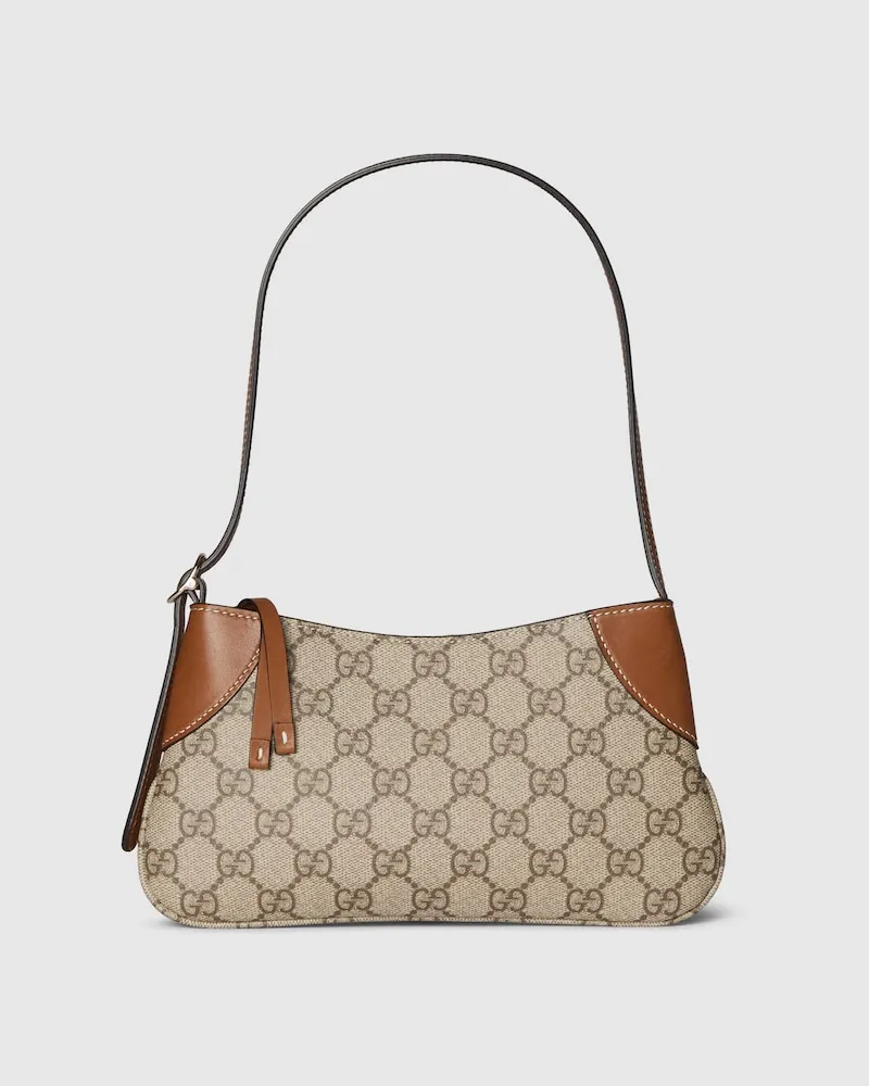 Gucci Kleine GG Emblem Schultertasche Beige