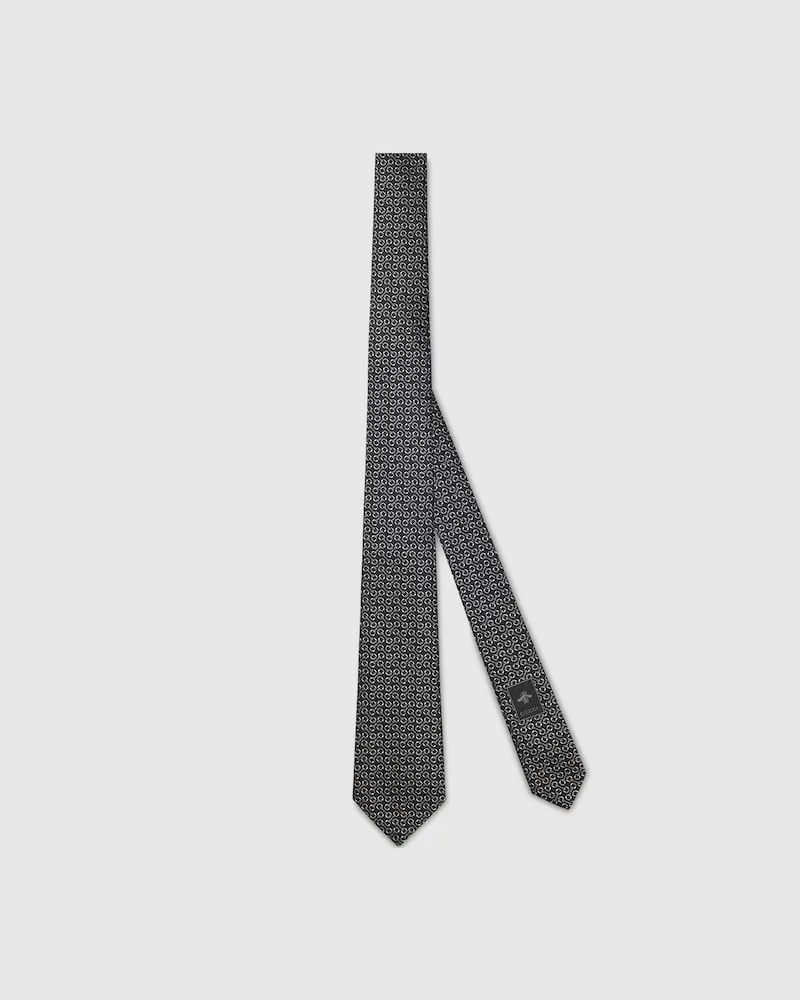 Gucci Krawatte aus Seidenjacquard Mit Horsebit Schwarz