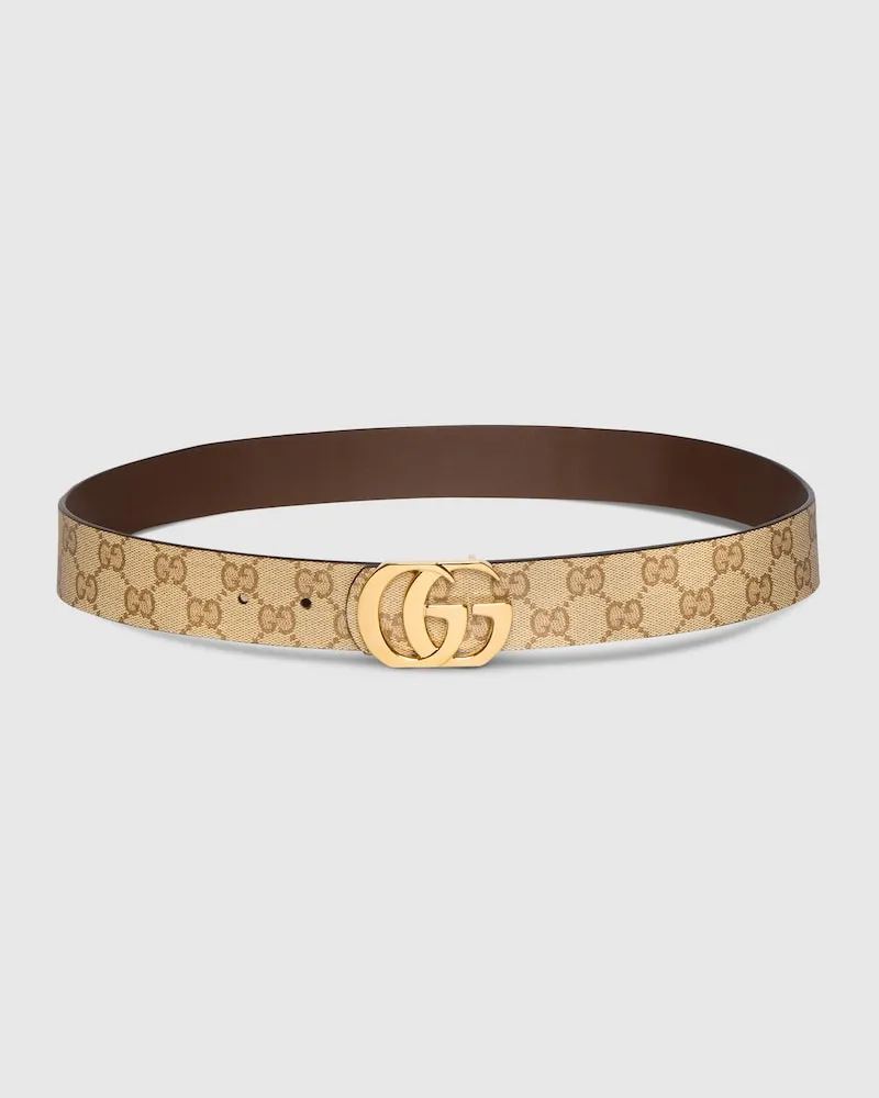 Gucci Wendbarer Cut GG Marmont Gürtel, Größe 95 Beige