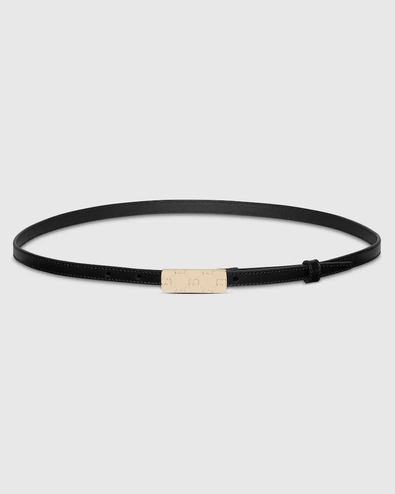 Gucci Schmaler Gürtel Mit Koppelschnalle, Größe 95 Schwarz