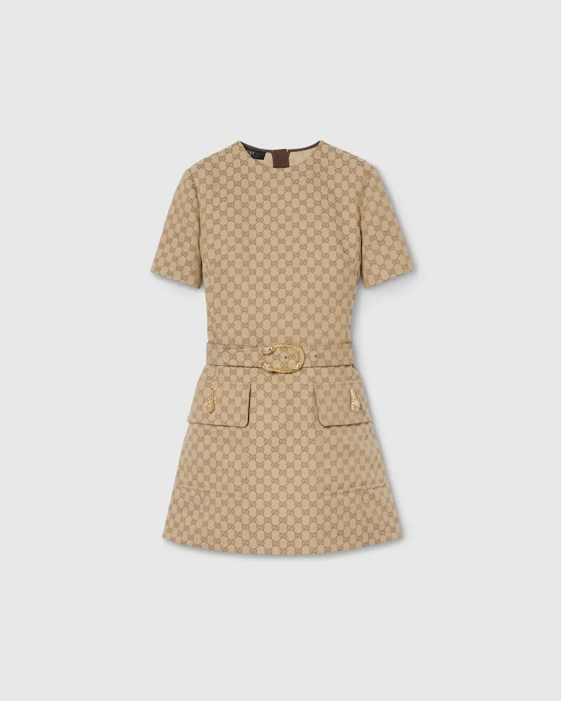 Gucci Kleid aus GG Baumwollcanvas, Größe Beige