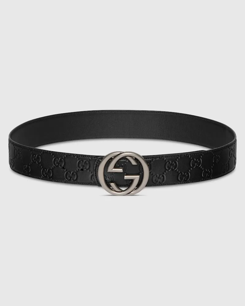 Gucci Wendbarer Gürtel Mit GG Schnalle, Größe 95 Schwarz