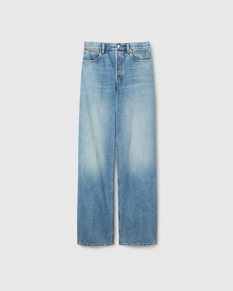 Gucci Hose aus Denim Mit Weitem Bein, Größe Blau