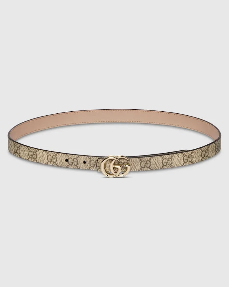Gucci Schmaler, Wendbarer GG Marmont Gürtel, Größe 95 Beige