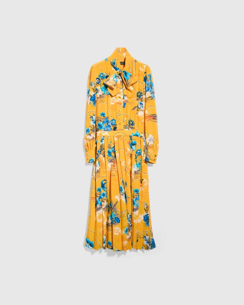 Gucci Robe Chemisier En Soie Imprimée, Taille Jaune
