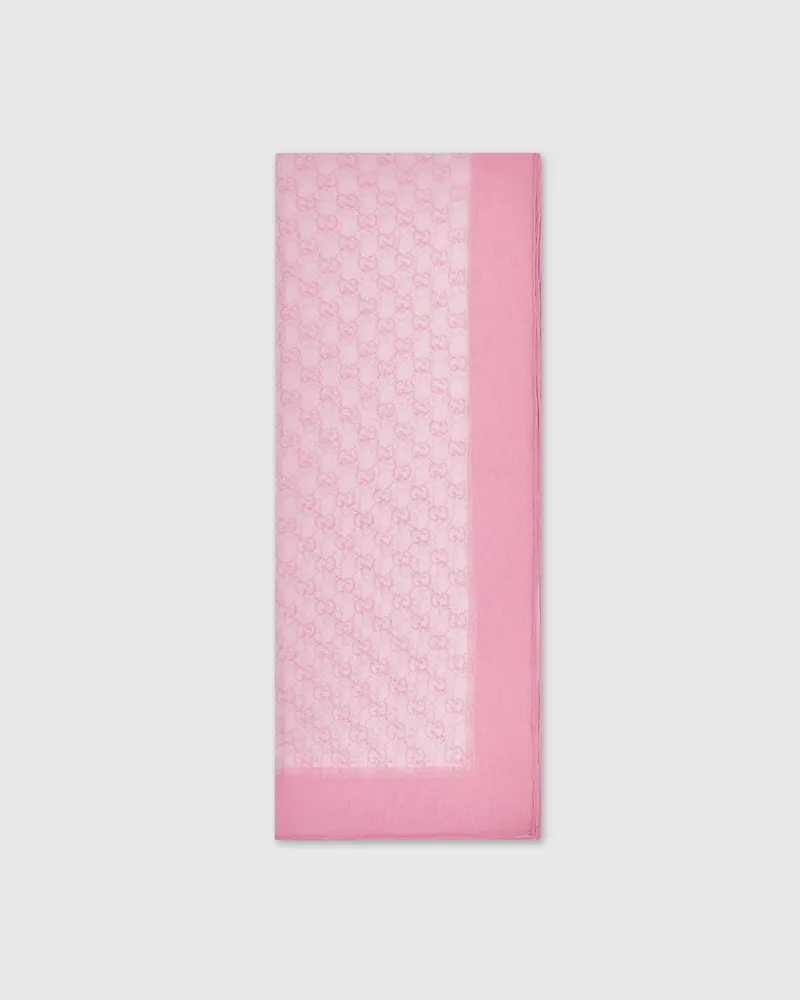 Gucci Étole En Mousseline De Soie Imprimée Rose