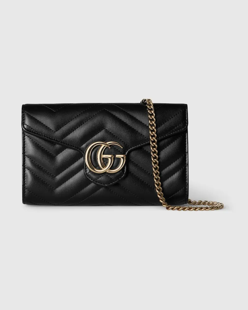 Gucci GG Marmont Brieftasche mit Kettenriemen Schwarz