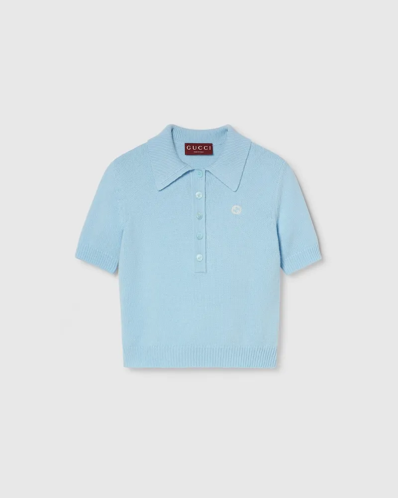 Gucci Poloshirt aus Wolle Und Kaschmir, Größe Blau
