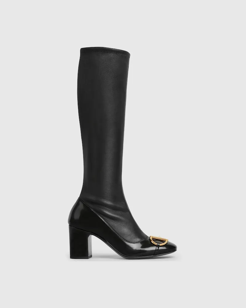 Gucci Damenstiefel Mit Halbem Horsebit, Größe Schwarz