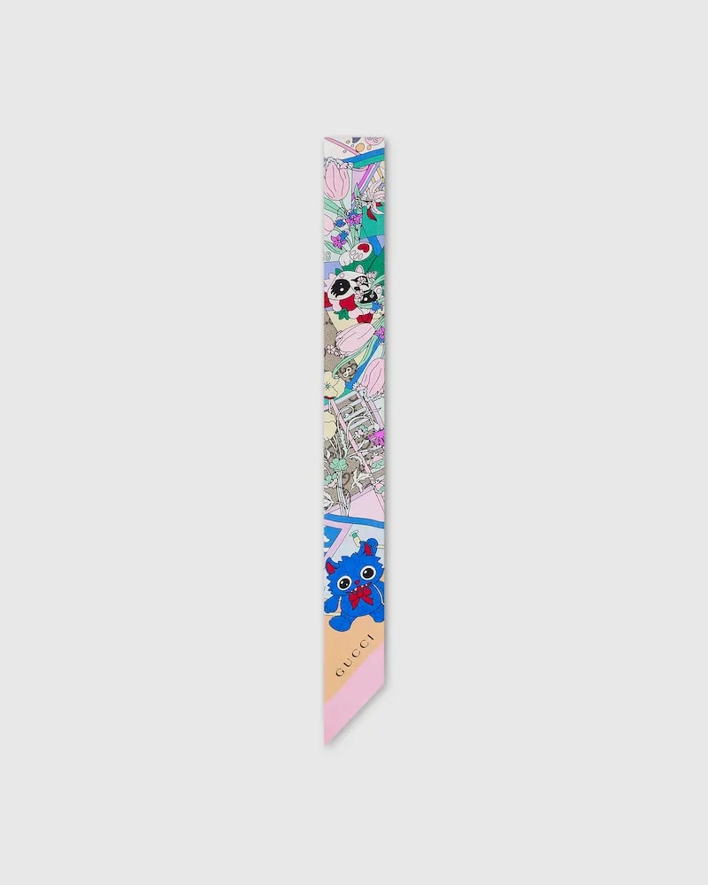 Gucci Besties Band aus Seidentwill Mit Print Pink