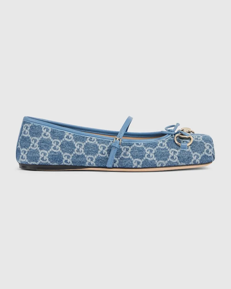 Gucci Horsebit Damenballerina, Größe Blau
