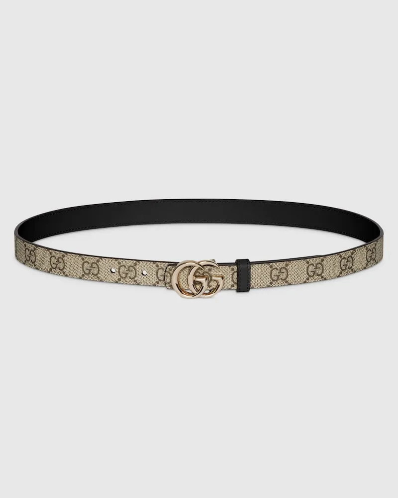Gucci Schmaler, Wendbarer GG Marmont Gürtel, Größe 95 Beige