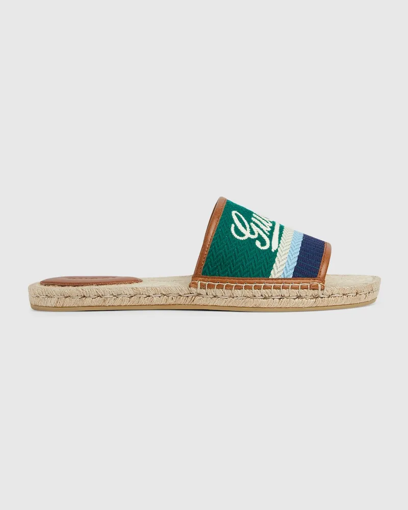 Gucci Herrenespadrille Mit Schriftzug GrüN