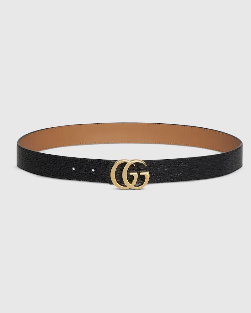 Gucci Wendbarer GG Marmont Gürtel, Größe 95 Schwarz