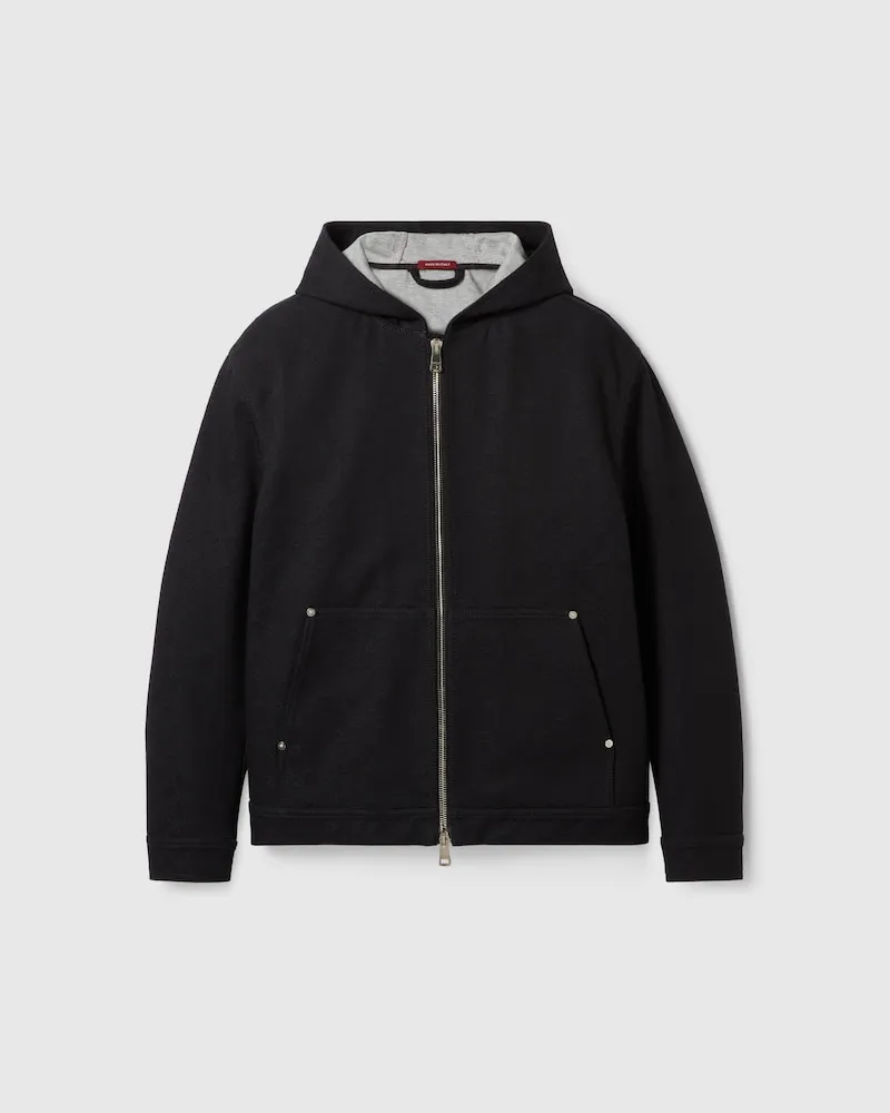 Gucci Jacke aus GG Baumwolldenim-Jacquard Mit Reißverschluss, Größe Schwarz
