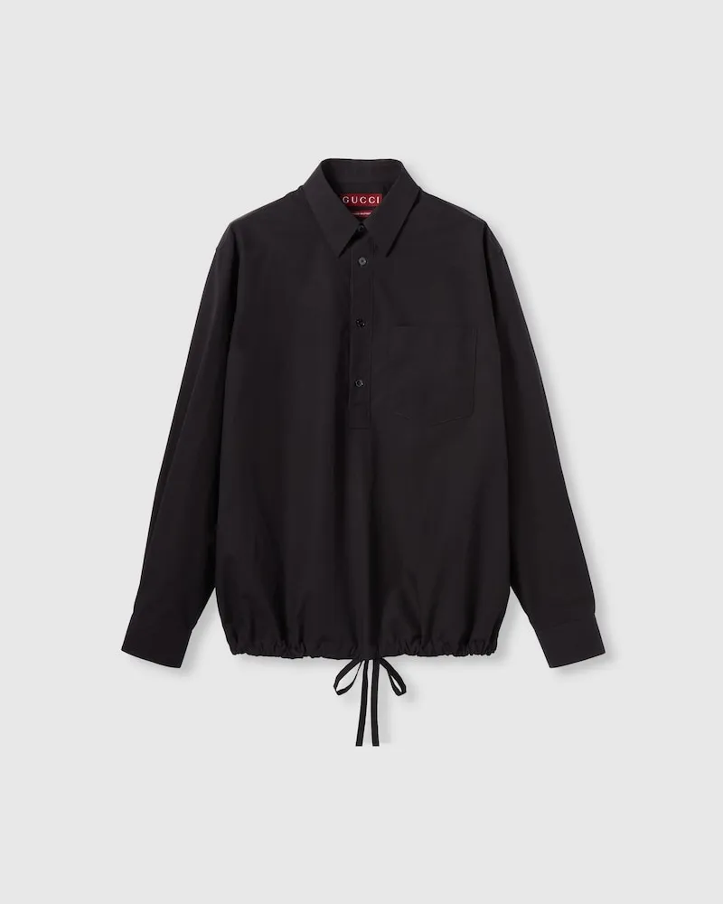 Gucci Hemd aus Baumwollpopeline Mit Logo, Größe Schwarz