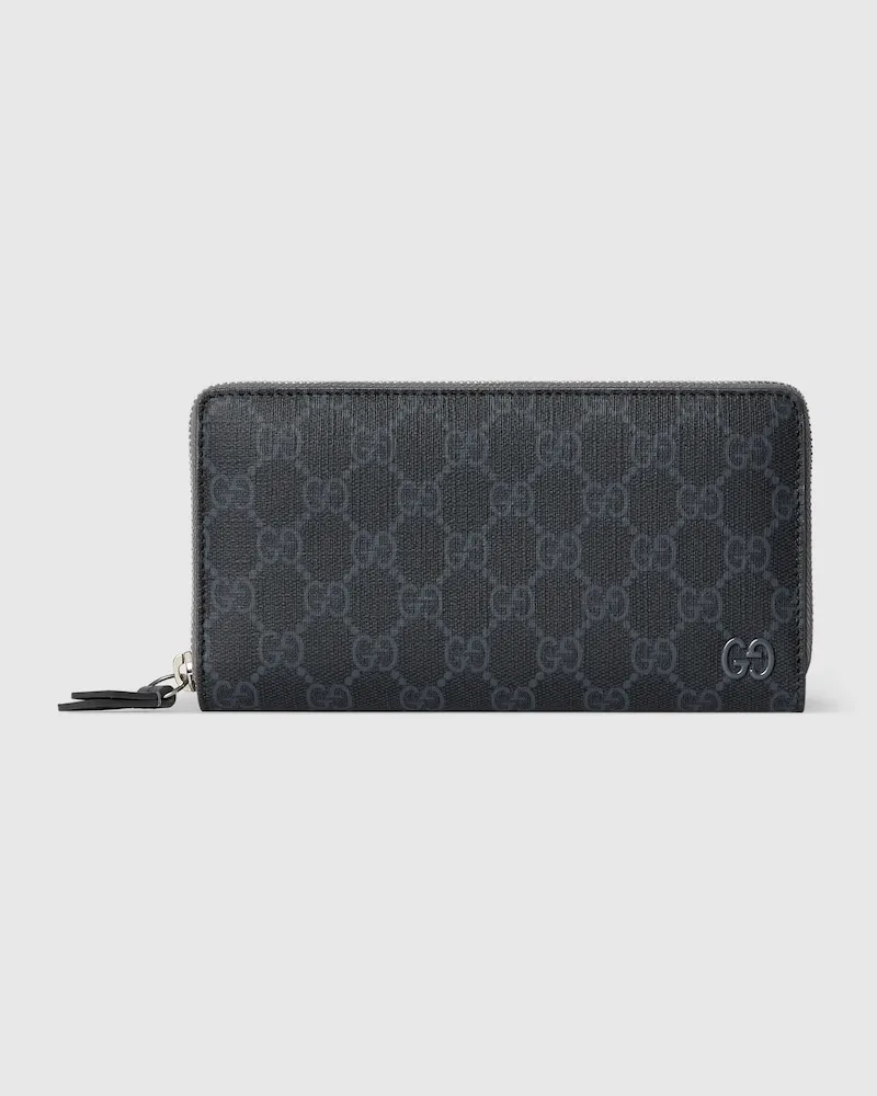 Gucci GG Brieftasche mit Rundum-RV Und Grauer Innenseite Schwarz