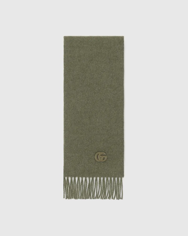 Gucci Schal aus Kaschmir Mit Patch Grün