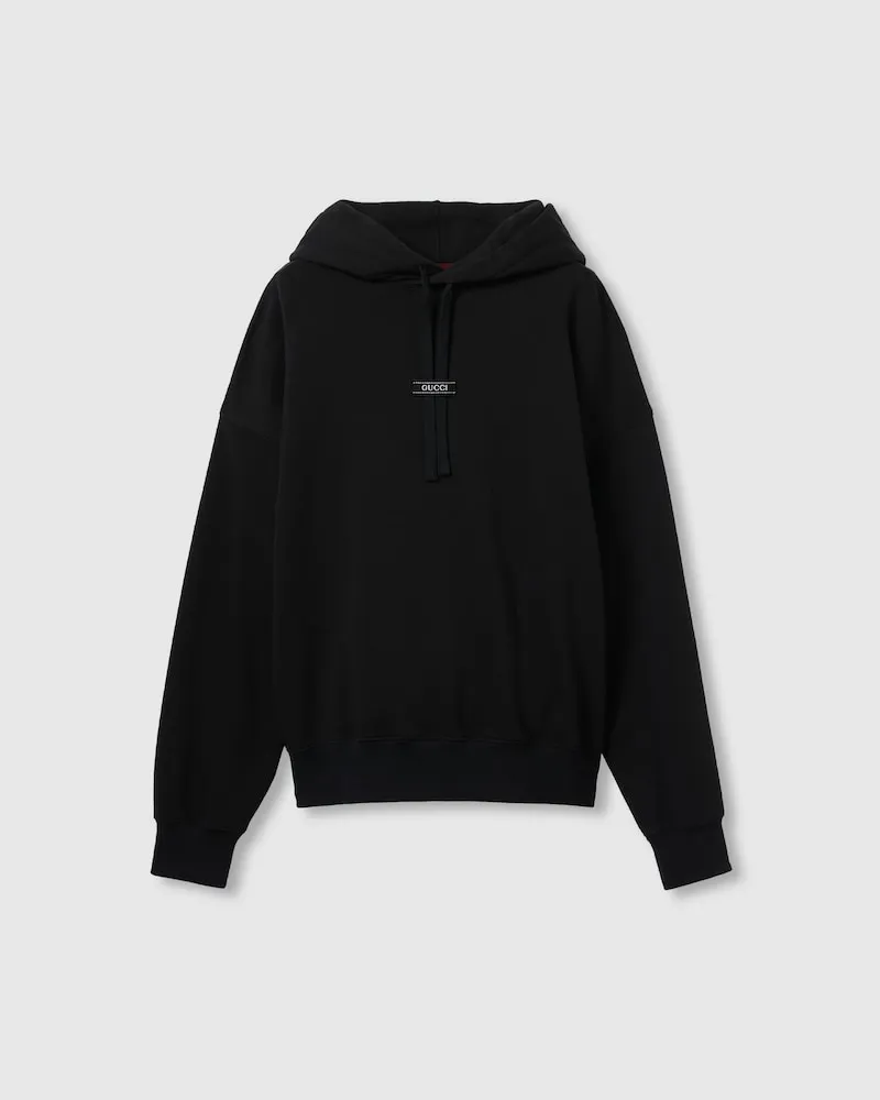 Gucci Kapuzenpullover aus Baumwolljersey, Größe Schwarz