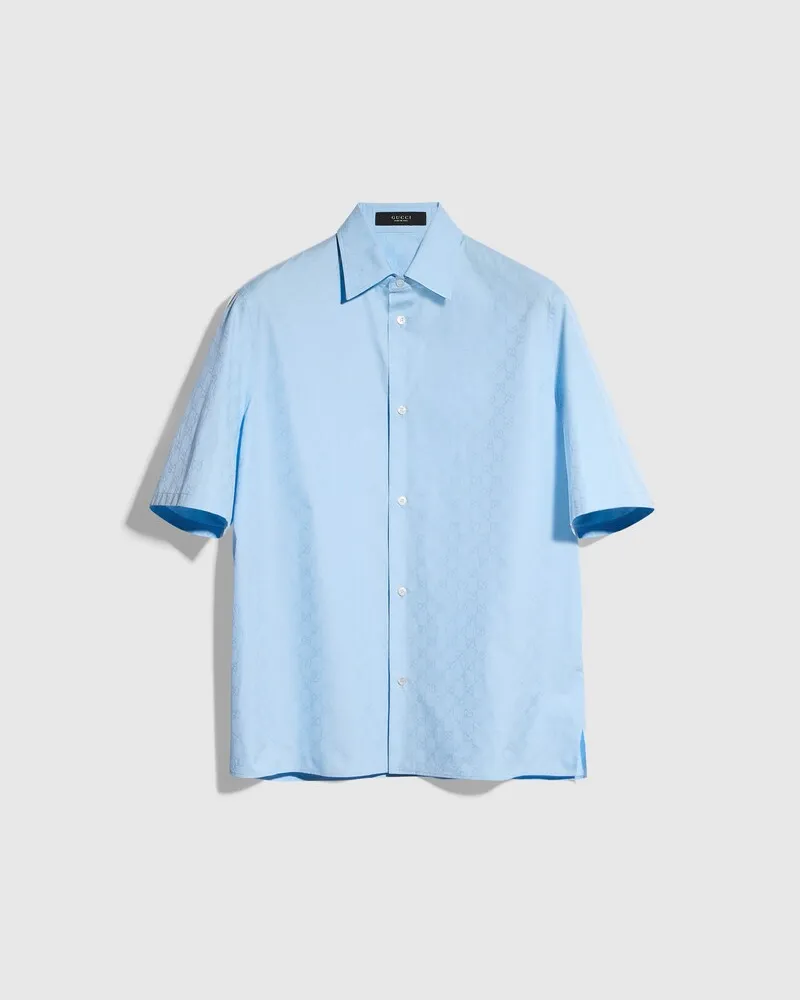 Gucci Hemd aus GG Baumwollpopeline, Größe Blau