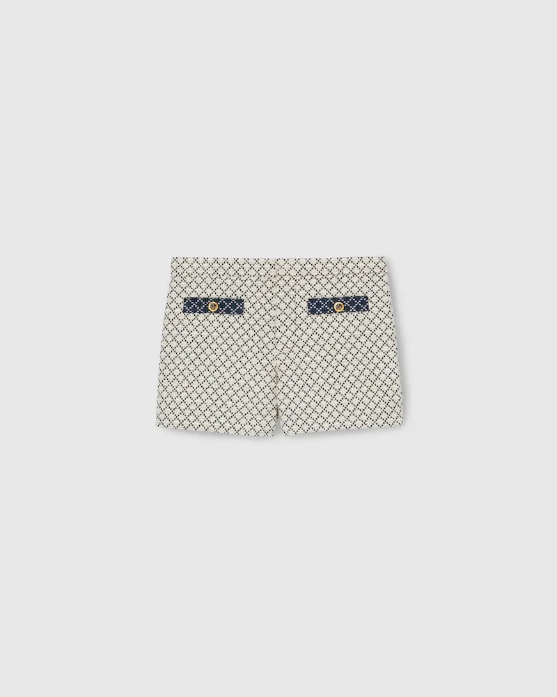 Gucci Shorts aus Baumwollbouclé Mit Rauten-Muster, Größe Blau