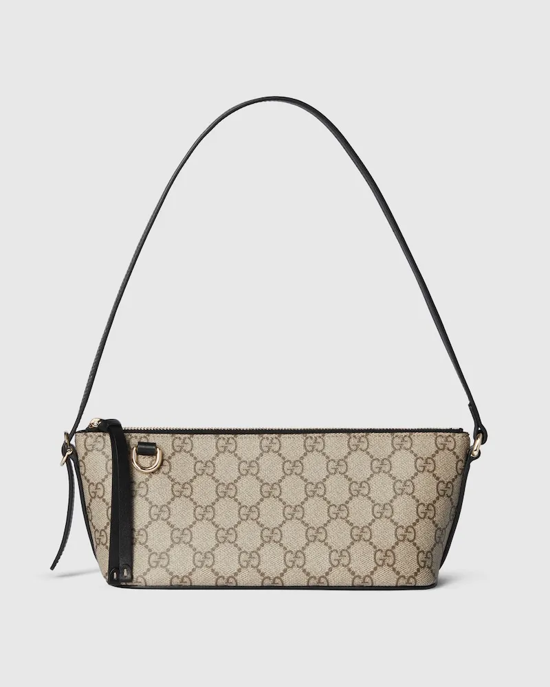 Gucci Kleine GG Emblem Schultertasche Beige