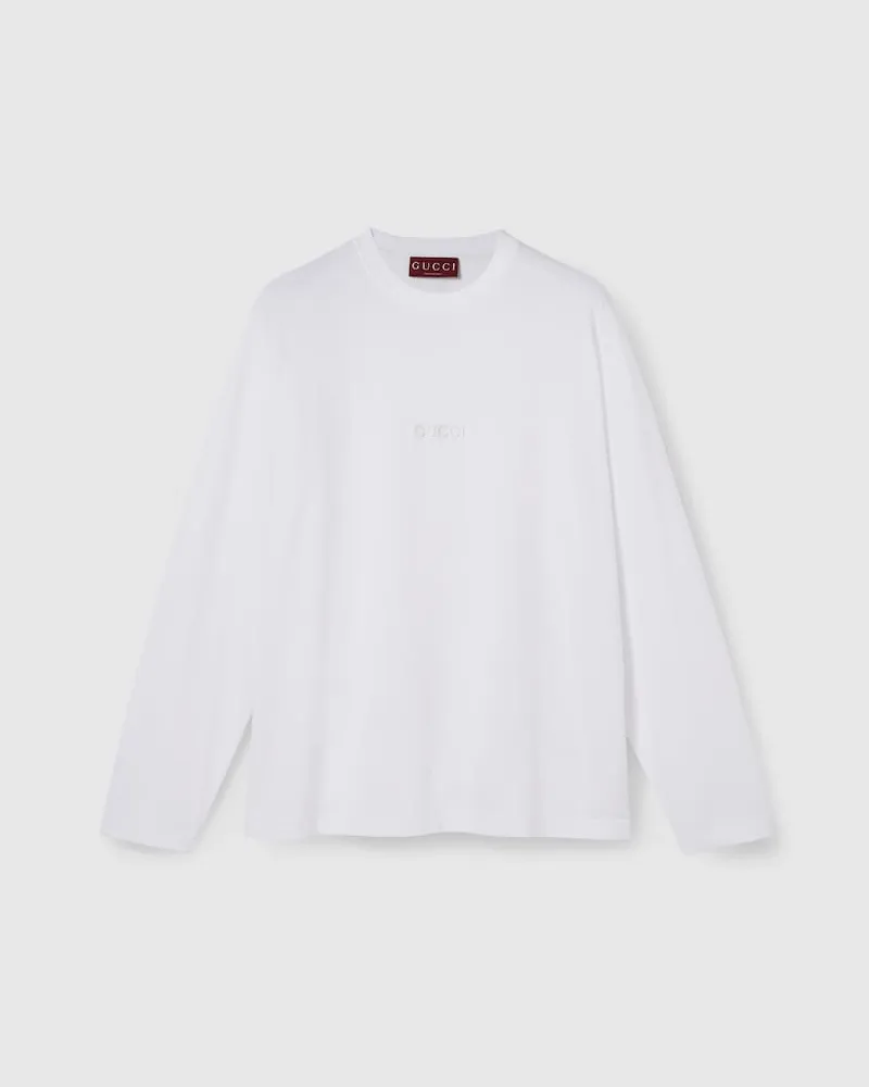Gucci Langärmliges T-Shirt aus Baumwolljersey, Größe Weiß