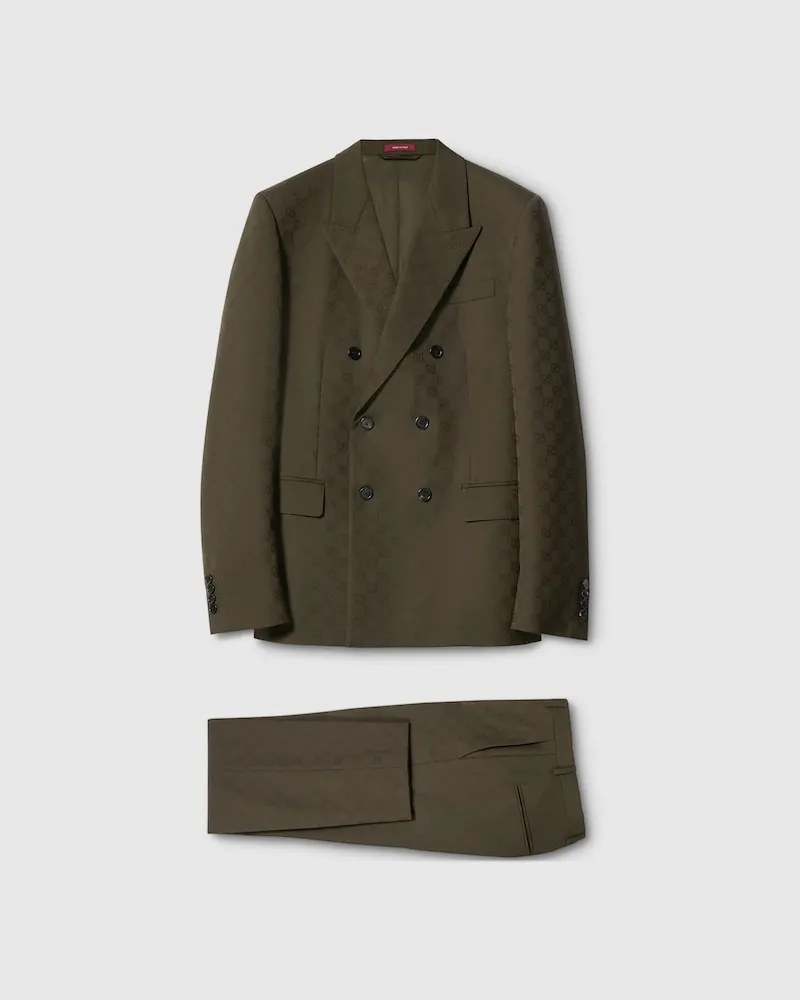Gucci Anzug aus GG Wolljacquard, Größe Grün