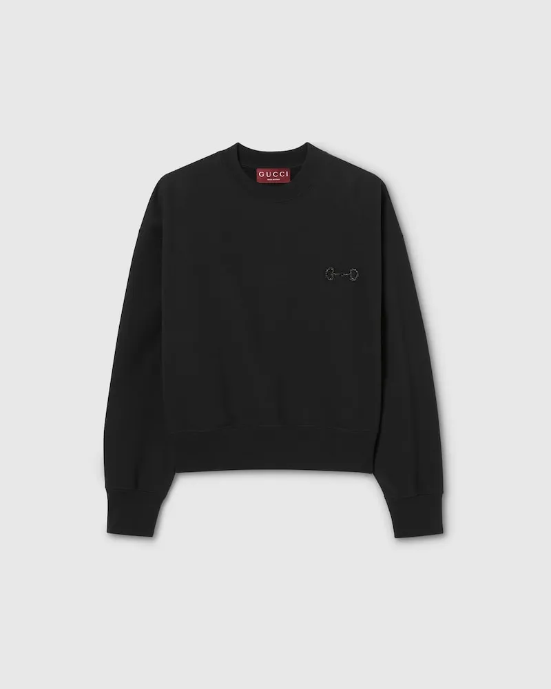 Gucci Sweatshirt aus Baumwolljersey Mit Stickerei, Größe Schwarz