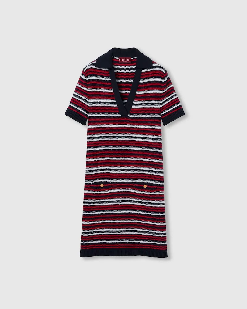 Gucci Polokleid aus Feiner Wolle, Größe Blau