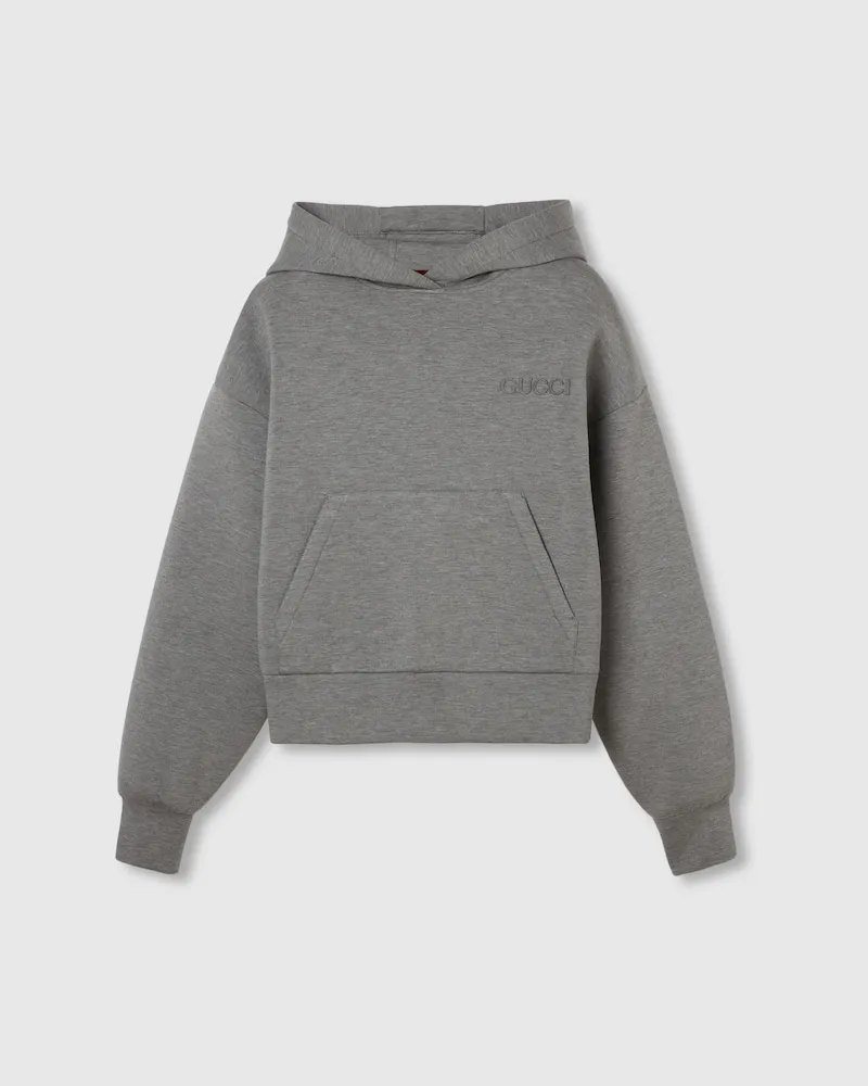 Gucci Kapuzenpullover aus Viskosejersey, Größe Grau