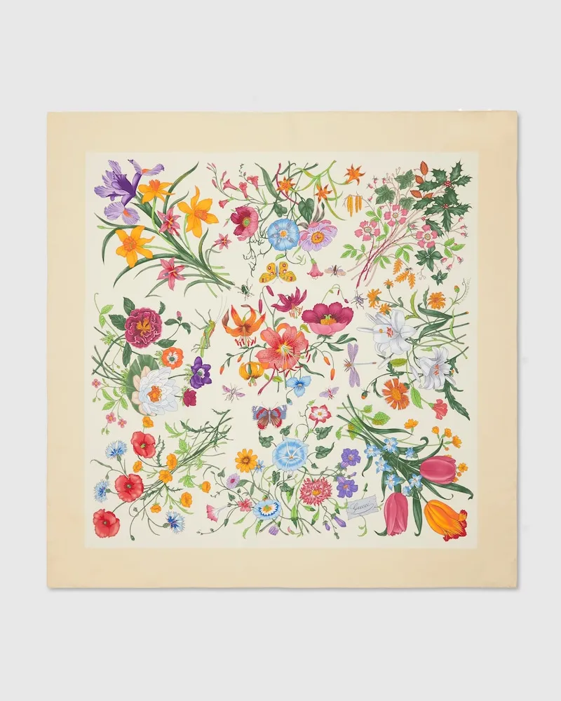 Gucci Vierecktuch aus Seidentwill Mit Print Gelb
