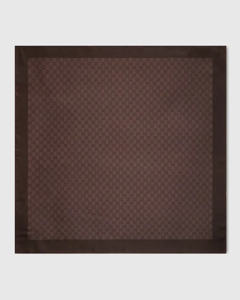 Gucci Vierecktuch aus GG Seidentwill-Jacquard Braun