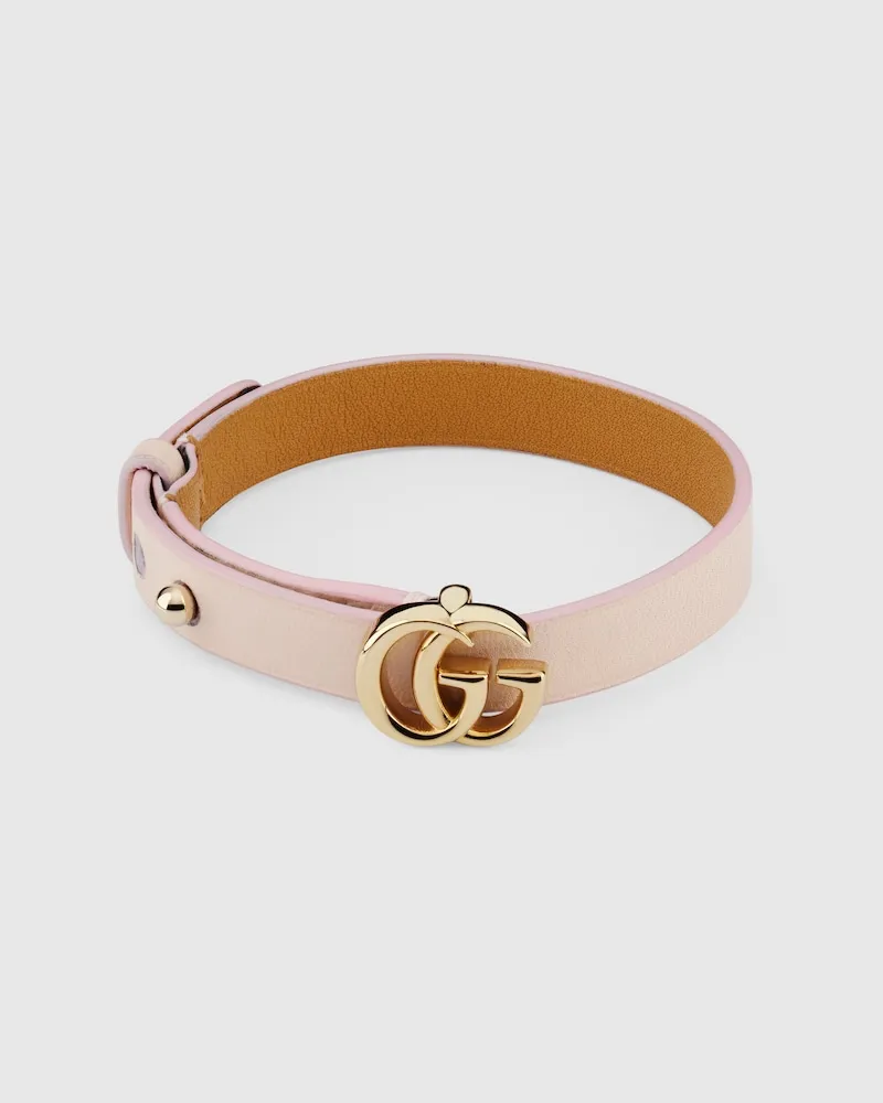 Gucci Lederarmband mit Doppel G Goldfarbenes