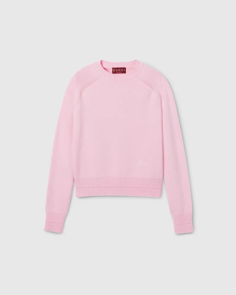 Gucci Pullover aus Wolle Und Kaschmir Mit Stickerei, Größe Pink