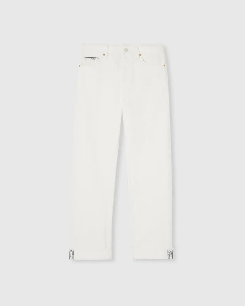 Gucci Hose aus Selvedge-Denim aus Baumwolle, Größe Weiß