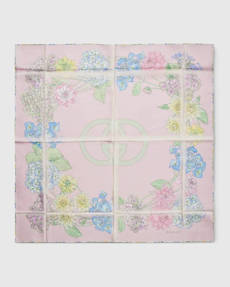 Gucci Vierecktuch aus Seidentwill mit Print Pink