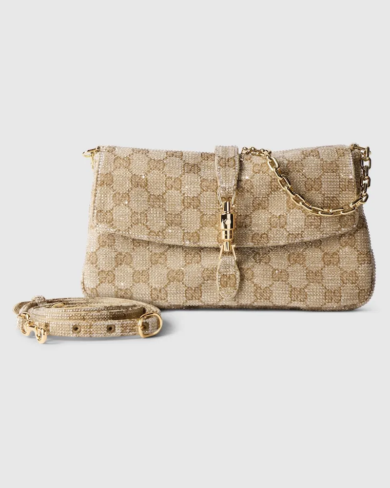 Gucci Kristallmittelgroße Aperitivo Schultertasche Beige