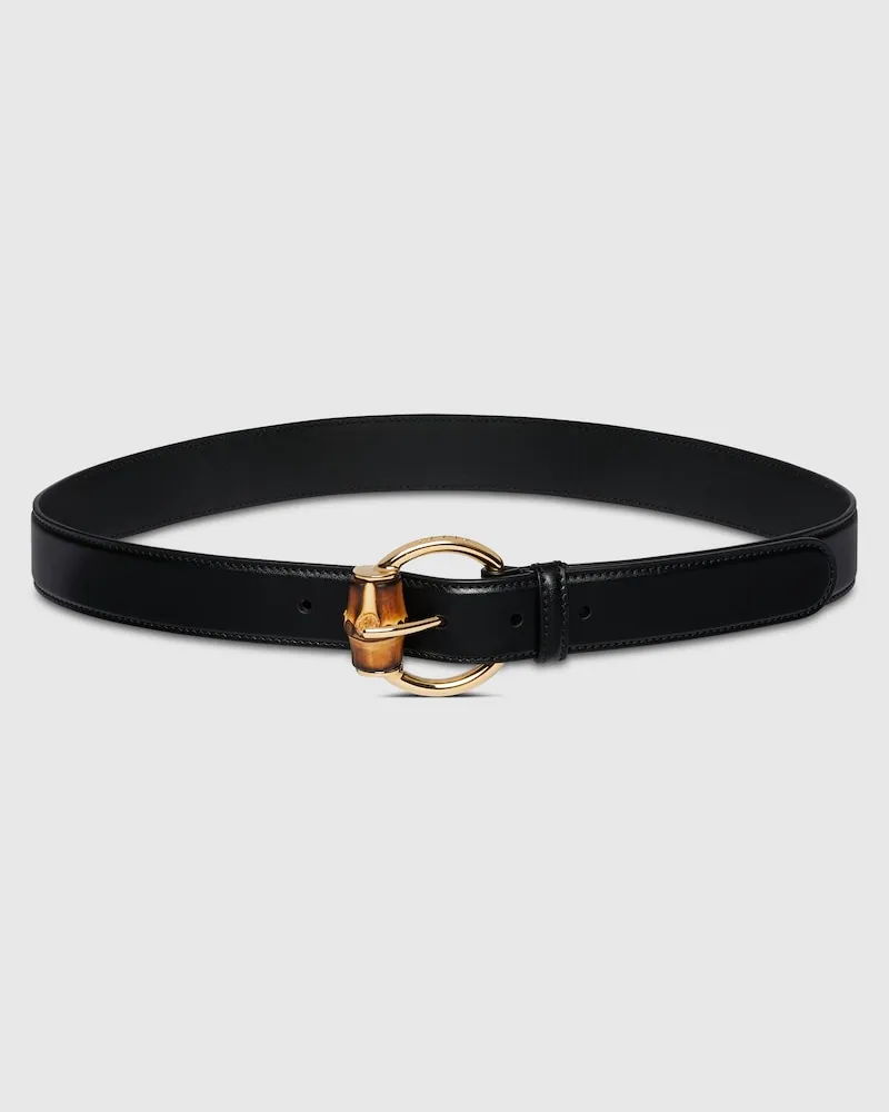 Gucci Gürtel Mit Bambusdetail-Schnalle, Größe 95 Schwarz