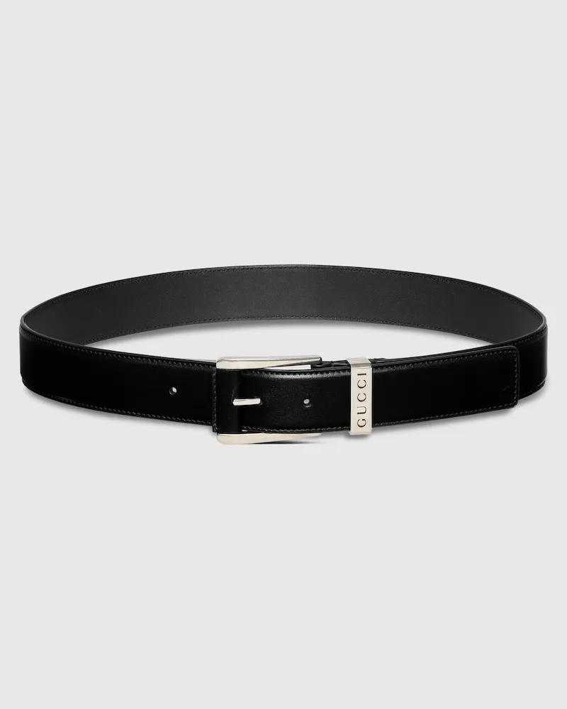 Gucci Gürtel Mit Eckiger Schnalle, Größe 95 Schwarz