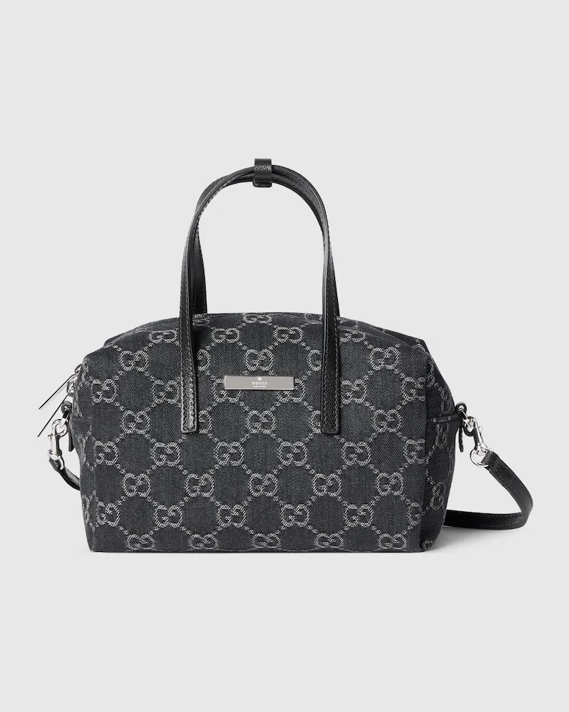 Gucci Kleine Boston-Tasche mit Plakette Schwarz